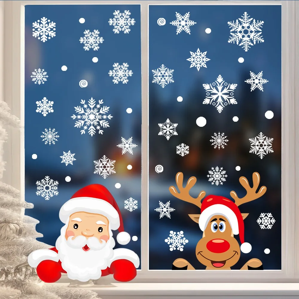 Cartoon Christmas Santa Claus  - Snowflake Window Decal ulasan dan harga