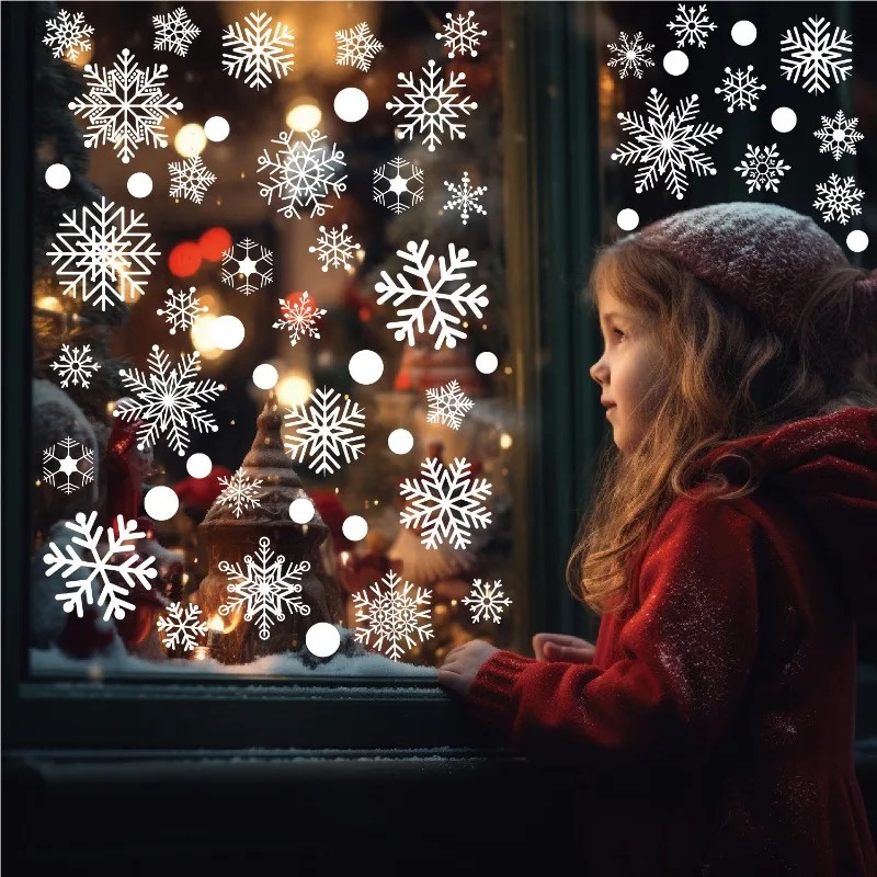 christmas window clings snowfl - Snowflake Window Decal ulasan dan harga
