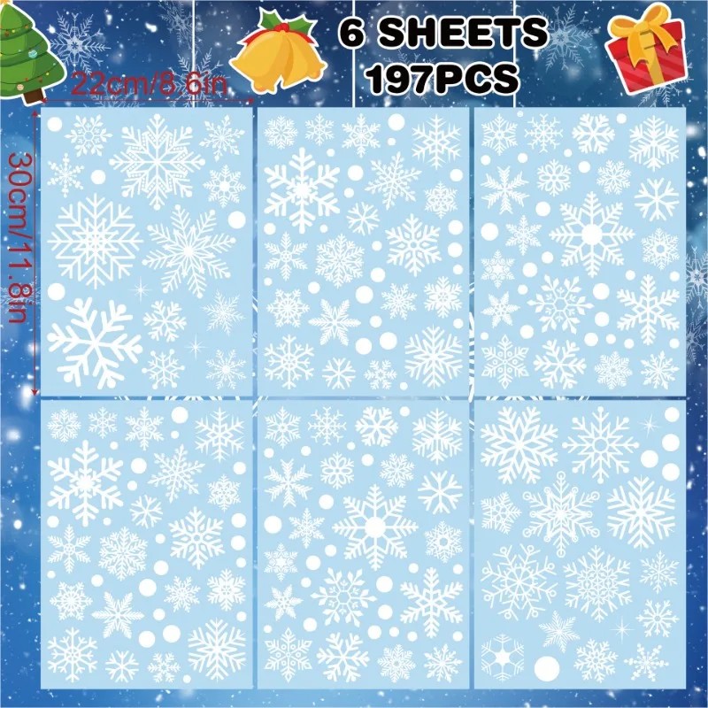christmas window clings snowfl - Snowflake Window Decal ulasan dan harga