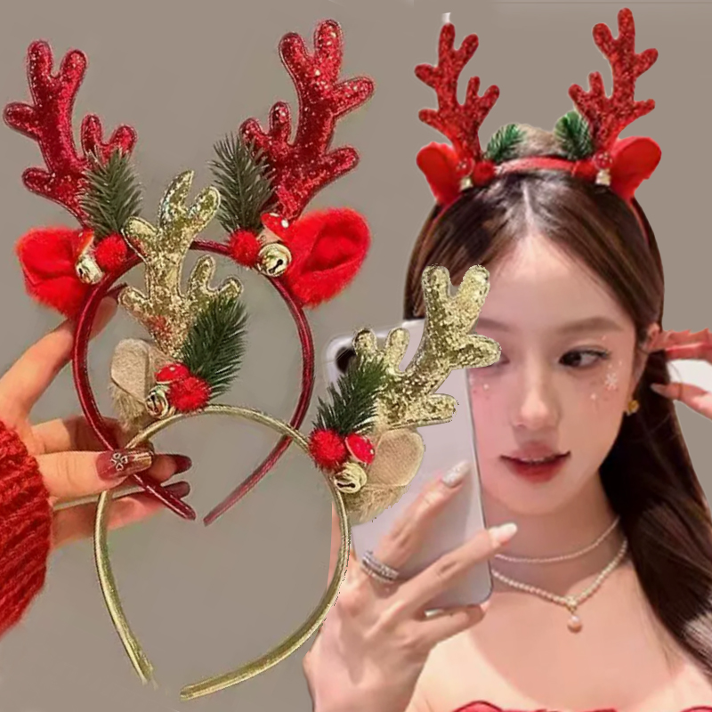 Christmas Glitter Deer Antlers - Reindeer Antlers Headband ulasan dan harga