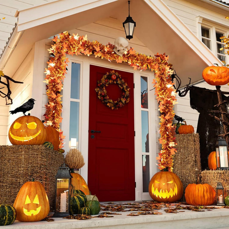 2pcs Thanksgiving Fall Maple L - Tinsel Garland Decoration ulasan dan harga
