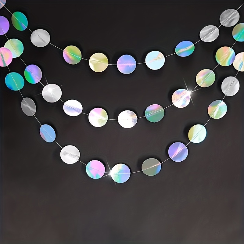 1pc Shimmering Iridescent Circ - Tinsel Garland Decoration ulasan dan harga