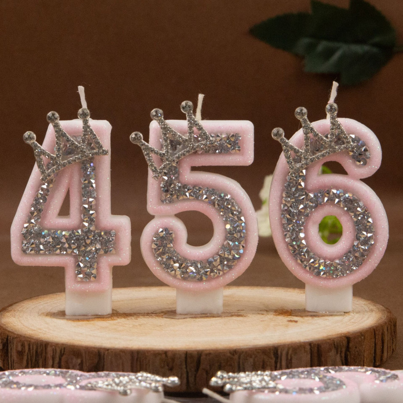 Digital Candles 0-9 Pink Silve - Holiday Candle Set ulasan dan harga
