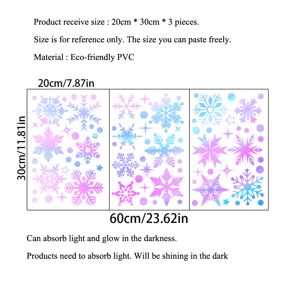 Colorful Luminous Snowflakes W - Snowflake Window Decal ulasan dan harga