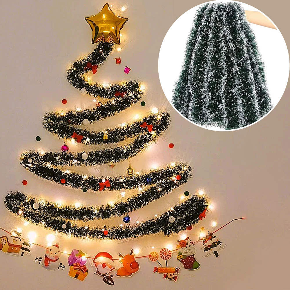 1/3/5PCS 2M Metallic Green Whi - Tinsel Garland Decoration ulasan dan harga